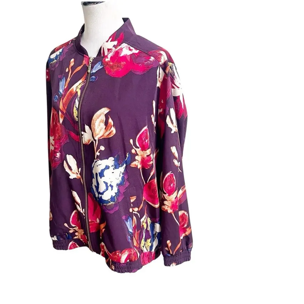 Susan Graver Watercolor Artist Style Zip Up Jacket NWOT Size 3X